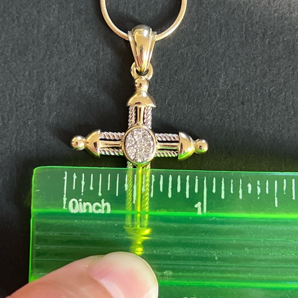 14k gold Diamond Cross snake chain necklace -New with tags! - Picture 4 of 15